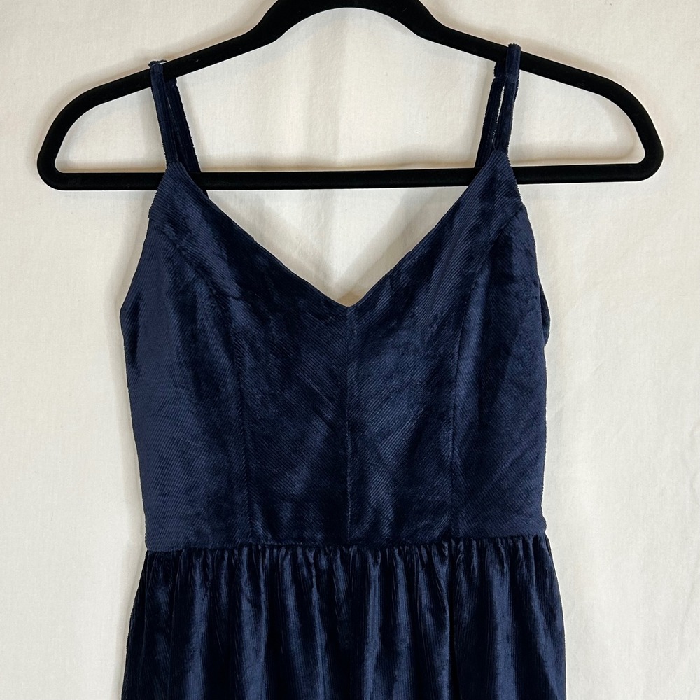 Good‎ Luck Gem Blue Velvet Dress Sleeveless V Neck Mini Womens size S - Picture 2 of 13